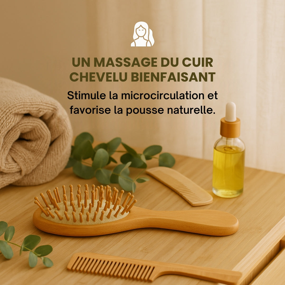Brosse à Cheveux en Bambou Ritualéa – Soin Naturel & Massage du Cuir Chevelu